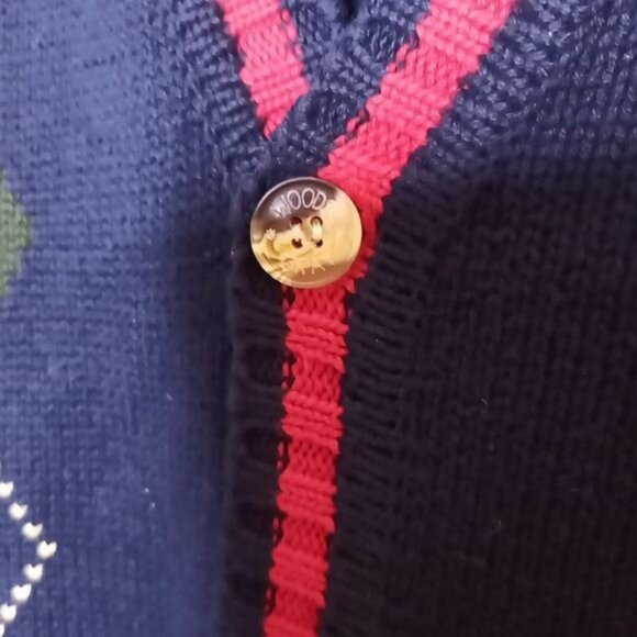 Vintage Woods & Gray Button-Down Argyle Sweater Vest Navy Green. XL 100%… - Picture 5 of 5